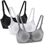 Anntry Teenage Girls Cotton Bras Breathable Underwear Wire Free Sports Bra with Adjustable Straps Training Bralette for Women Girls Pack of 3