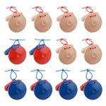 WEZCHUGHAOL 12Pcs Wooden Percussion Instrument Finger Castanets, Clap Board Music DIY Wooden Percussion Instrument Finger Castanets for Adults Beginners (Multicolor)