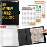 HYMEVROS 100 Envelopes Challenge Binder, A5 Money Saving Budget Binder with Cash Envelopes - Easy Fun Way to Save $5,050 Savings Challenges Book for Budget Planner & Saving Money (Colorful-black)