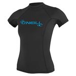 O'Neill Wetsuits Women's Wms Basic Skins Short Sleeve Rash Guard O'neill Uv Sun Protection-Black, Small, S