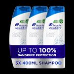 Head & Shoulders Classic Clean Anti Dandruff Shampoo, 3x400ml, Up to 100% Flake Free, Clinically Proven, For Any Hair and Scalp Type, For Daily use, Clean Feeling