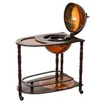 HOMCOM Rolling 28" Globe Wine Bar Stand Wine Cabinet Bottle Shelf Holder Wine Host Trolley with Wheels for 18 Bottles, Brown