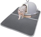 JZK Gray waterproof cat litter tray mat foldable double layer cat litter box mat protect floor and carpet for cat kitty 70 x 55cm