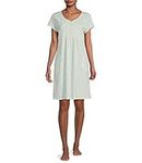 Miss Elaine Women's Jersey Knit Short Gown, Mint Zebra, L