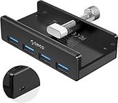 ORICO USB 3.0 HUB, Monitor-Edge and Desk-Edge USB 3.0 4-Port Clip-Type Hub, Extra Power Supply, Space-Saving, Compact USB 3.0 Clamp Hub, Ultra-Portable Travel Hub for Laptop (Black)