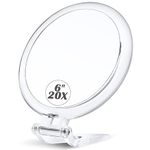 MIYADIVA 6In 20X Magnifying Mirror, Double Sided Travel Mirror, Foldable Hand Mirrors with Handle, Portable Mirror for Traveling, Gift for Women