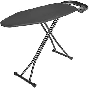 AKOZLIN Ironing Board with Retractable Steam Iron Rest 6 Adjustable Height Sturdy Steel Frame with Non-Slip Feet,10mm Thicken Felt Pad and Heat Resistant Cover 57.5" L×15.3" W×34.6" H, Black