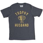 Mens Trophy Husband T Shirt Funny Father's Day Married Award Graphic Novelty Tee for Guys (Heather Navy) - XL