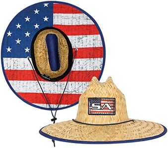 S A Company Summer Straw Hats for Men & Women - Sun Hat Straw Beach Hat for UV Sun Protection - Wide Brim Straw Hat (American Flag)