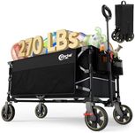 POTAL Foldable Wagons Carts with Wheels, 5 ft³ Collapsible Grocery Cart on Weels with Brakes, Folding Utility Pull Wagon Cart Heavy Duty for Camping Outdoor, Gardening, Sports