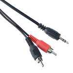 1m Red/Black Twin Phono Male RCA to 3.5mm Stereo Plug Lead Adapter Audio Cable Y Splitter