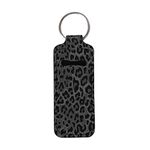 Suobstales Chapstick Holder Keychain Clip-on Sleeve Chap Stick Pouch Lip Balm Holsteror Lipstick Tracker Safeguard, Black Leopard, One Size