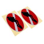 UJEAVETTE® 2 Pieces Reflective Scuba Diving Diver Kayak Sticker Decal Diver Down