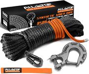 ALL-TOP Synthetic Winch Rope Cable Kit: 1/4" x 50 ft 9500LBS Winch Line with Protective Sleeve + Forged Winch Hook + Safety Pull Strap for Offroad Vehicle ATV UTV