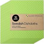 Swedish Wholesale Swedish Dish Cloth - Reusable, Eco-Friendly, Quick-Dry Hand Cleaning Cloth for Kitchen, Bathroom and Counters - No Odor Cellulose Sponge Cloths - Pack of 10 (Lime Green)