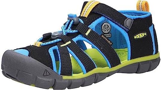 KEEN Unisex-Child Seacamp 2 CNX Closed Toe Sandals, Black/Brilliant Blue, 5 Big Kid