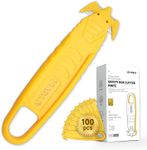 Box Cutter Safety Knife T TOVIA 100 Pcs Utility Cutter and Package Opener with Recessed Concealed Stainless Steel Blade for Household, Workshop, Warehouse