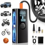 Tire Inflator Portable Air Compressor,150PSI Portable Air Pump for Car Tires with 25000mAh Battery, Auto-Off Bike Pump with Digital Pressure Gauge & Emergency Light for Car,Bike,Ball,Motorcycle.