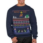 Graphic Impact Inspired Retro Gaming Freak Christmas Jumper Ugly Xmas Sweatshirts (Large, Navy)