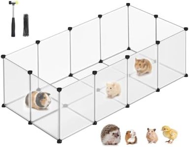 SONGMICS Pet Playpen with Floor, Small Animal Pen, Pet Fence Indoor, DIY Plastic Enclosure for Hamsters, Rabbits, Hedgehogs, Ferrets, 56.3 x 28.7 x 18.1 Inches, White ULPC02W