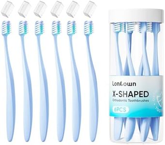 Lonlown Toothbrush for Braces Soft Toothbrushes with Cover for Adults Teens Orthodontic Toothbrush for Braces Brackets Sensitive Teeth Pregent Older Toothbrush Bulk 6Pack