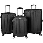 Kenneth Cole REACTION Unisex 24 Inch ABS 8-Wheel Upright Suitcase, black, 3-Piece Set (20"/24"/28"), Renegade_collection