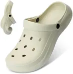 Liromna Unisex Garden Clogs Breathable Quick Drying Garden Shoes with Arch Support Men Garden Clogs Women Beach Footwear Fashions Anti-Slip Garden Clog,Khaki,38
