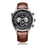 Rotary Men's Quartz Chronograph Watch with Black Dial Brown Leather Strap [Pilot Watch] GS00100/04/BRN