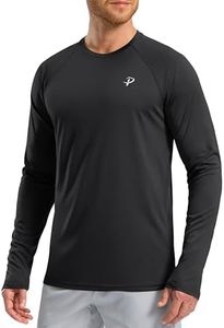 Pudolla Mens Sun Protection Shirts UV SPF T-Shirts UPF 50+ Long Sleeve Rash Guard Lightweight Hiking Summer(Black XL)