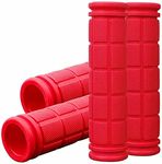 Bicycle Handlebar Grips, Bike Handlebar Rubber Grips Colorful Rubber Mushroom Grips BMX/MTB Mountain Bike Fixed Gear Handle Handlebar Soft Rubber Grips Bicycle Accessory (Red, 2 Pairs)