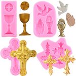 LKDQUTHM Chalice Peace Dove Cross Silicone Fondant Molds For Cake Decorating Polymer Clay Candy Chocolate Gum Paste Set Of 4