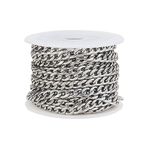 UR URLIFEHALL 16.4 Feet/5m Silver 304 Stainless Steel Curb Chains with Spool Unwelded Links Chains for Necklace Bracelet Jewellery Making