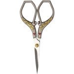 BambooMN Brand - Heirloom Craft Embroidery Scissors w/Decorative Cast Handles Gold Dragon Relief w/Red Crystals - Silver