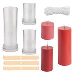 Plastic Candle Molds, 3 Sizes Cylinder Candle Molds Pillar Candle Mould with Candle Wicks and Wooden Wick Holders Cylindrical Mould DIY Candle Making Supplies for Christmas Anniversary Wedding Dinner