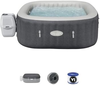Bestway SaluSpa Hot Springs Inflatable Hot Tub, 4-6 Adults, 140 AirJets, EnergySense Walls & Cover, Smart WiFi App & Spa Control Panel, MaxHold Construction, Stone Grey Knit, 71" x 71" x 28" Square