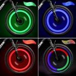 KICKZU Bicycle Hot Wheel Spoke Lights, Light for Cycles, Spoke Reflectors, Cycle Light, Flashing LED Neon Lights Bike Cycling Tire Spoke Safety Warning Lights Waterproof (2Pcs)