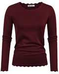 GRACE KARIN Women Casual Long Tunic Sweater Tops Autumn Clothes Light Jumpers Slim Fit Elegant Knitwear Plus Size Jumpers XXL Size 22 Dark Red