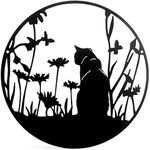 SwallowLiving Metal Black Cat Silhouette Decor 13.4”x13.4” Lazer Cut Wall Art Elegant Cat Lady Gifts Black Cat Decor for Cat Lovers Cat Wall Decor for Living room, Bedroom and Garden