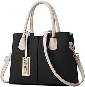 COCIFER Purses and Handbags for Women Shoulder Tote Bags Top Handle Satchel, C Black Beige, Medium