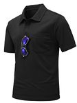 JHMORP Men's Polo Shirts Short Sleeve Dry Fit Collared Outdoor Sports Tennis Shirts Golf Pullover with Pocket (Black,CA XL)