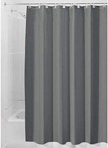 iDesign Tenda doccia, Tenda da doccia in poliestere con orlo rinforzato, Tenda per vasca da bagno lavabile con dimensioni di 180,0 cm x 200,0 cm, grigio scuro