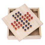 Ajuny Handmade Wooden Solitaire Board Game - 33 pc Wooden Pegs Solitaire Games for Kids and Adults