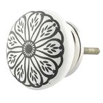 IndianShelf 8 Pack Black Daisy Flat Floral Ceramic Drawer Knobs for Kitchen Cabinet Hardware Door Pulls Decorative Dresser Luxury Craftsmanship