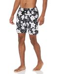 Amazon Essentials Men's 7" Swim Trunk, Black Hibiscus Print, XX-Large