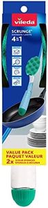 Vileda Scrunge Multi-Use Dishwand with 1 Extra Refill | Non-Scratch Dish Brush | Replaceable Scrubbing Sponge Head