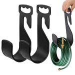 2 Pack Garden Hose Holder with Handle Holds - Heavy Duty Hose Hanger Water Hose Holder for Outside Yard, Quick Mounting for Faucet, Easy Transport and Storage 80ft Flexible Hose (2 Black)