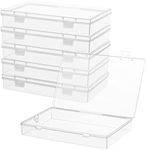 Ganydet 6 Packs, 7.2'' × 4.6'' × 1.3'' Small Plastic Boxes, Rectangular Small Plastic Containers with Lid, Craft Box Containers for Craft Supplies and Little Bits