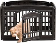 IRIS USA Dog Playpen, 4-Panel 24" Pet Playpen with Door, Puppy Playpen, Indoor/Outdoor Dog Pen, 35 x 35 x 24, Foldable, Customizable, Black