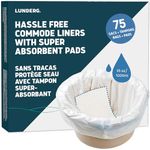 Lunderg Commode Liners with Absorbent Pads - Value Pack 75 Count Universal Fit - Disposable Bedside Commode Liners and Pads for Adult Commode Chairs, Portable & Camping Toilet Bags