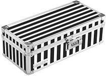 Vaultz Locking Medicine Storage Box with Combination Lock, 3.75" x 11.88" x 5.25", Black & White Stripe (VZ00345)